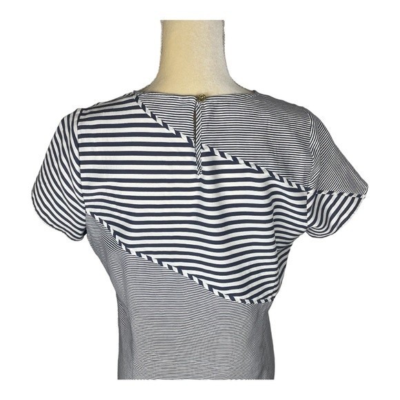 Marie Oliver Gray Striped Silk Blend Shift Dress Size Small - Picture 4 of 9